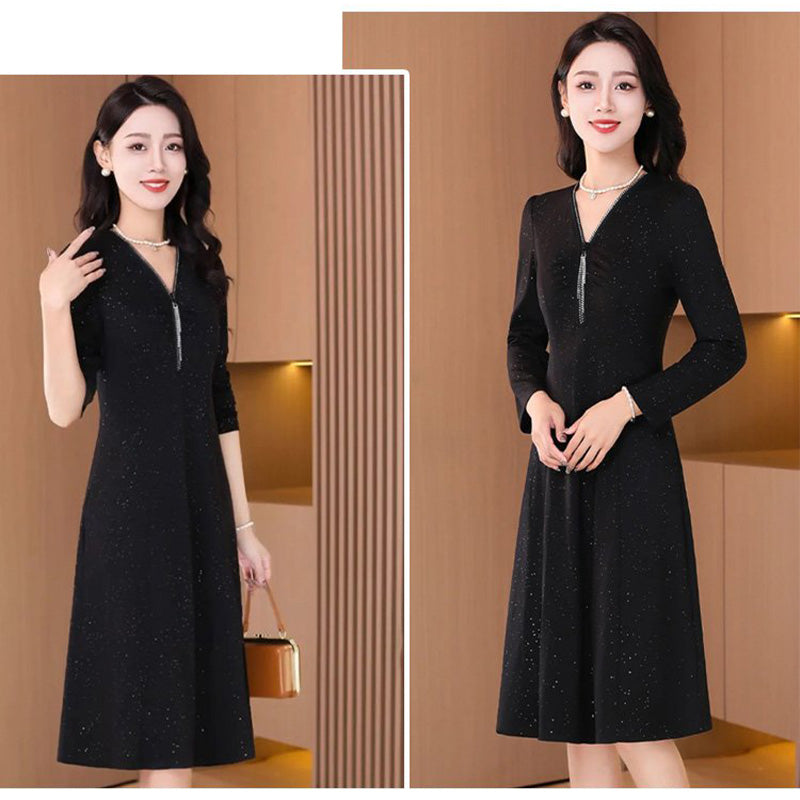 🔥Black Friday Promotions🔥Glitter Slim Fit Half Zipper Dress(50%OFF)