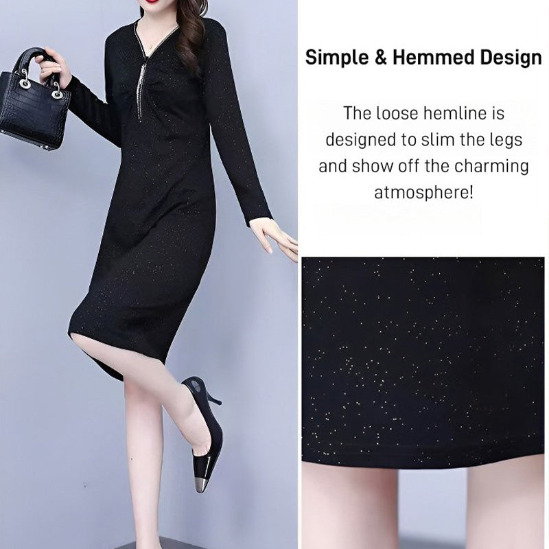 🔥Black Friday Promotions🔥Glitter Slim Fit Half Zipper Dress(50%OFF)