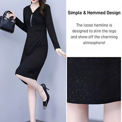 🔥Black Friday Promotions🔥Glitter Slim Fit Half Zipper Dress(50%OFF)