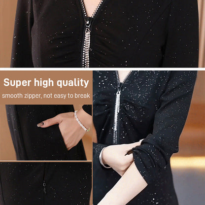 🔥Black Friday Promotions🔥Glitter Slim Fit Half Zipper Dress(50%OFF)