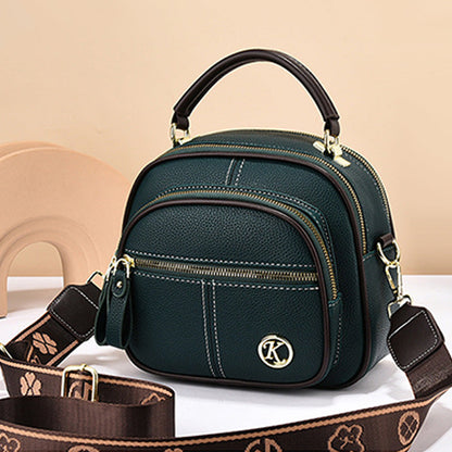 [Best Gift for Her] Classic Multifunctional Compartments Adjustable Wide Shoulder Strap PU Leather Crossbody Bag