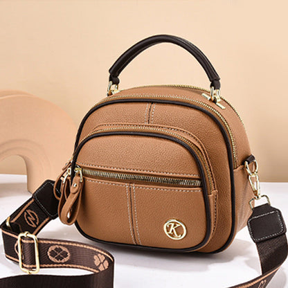 [Best Gift for Her] Classic Multifunctional Compartments Adjustable Wide Shoulder Strap PU Leather Crossbody Bag