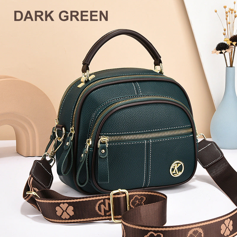 [Best Gift for Her] Classic Multifunctional Compartments Adjustable Wide Shoulder Strap PU Leather Crossbody Bag