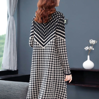 👗Women's Printed Plaid Knit Dress