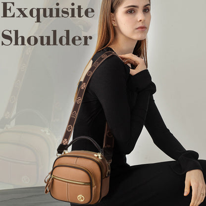 🔥Last Day Sale 49%🔥Classic Multifunctional Compartments Adjustable Wide Shoulder Strap Leather Crossbody Bag