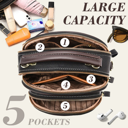 🔥Last Day Sale 49%🔥Classic Multifunctional Compartments Adjustable Wide Shoulder Strap Leather Crossbody Bag