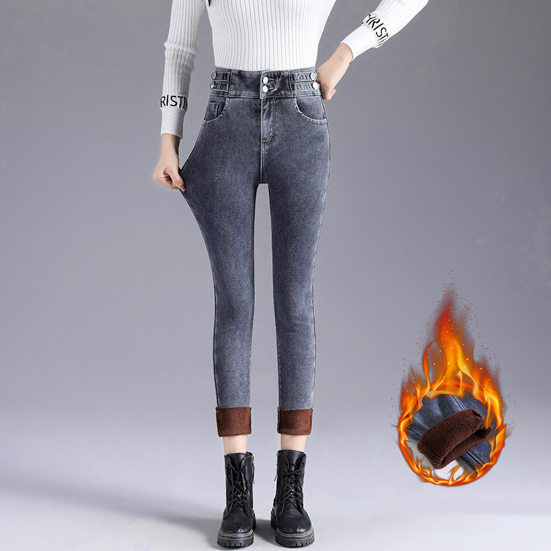 Women's High-Waisted Thick Plush - Lined Skinny Jeans