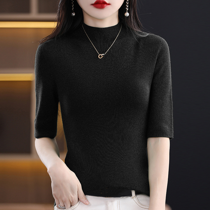 Women’s Half Sleeve Mock Turtleneck Sweater（50% OFF）