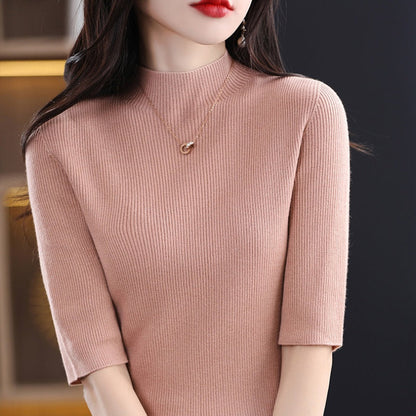 Women’s Half Sleeve Mock Turtleneck Sweater（50% OFF）