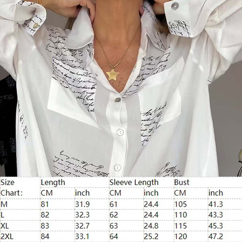 Women's Long Sleeve Print Fashion Lapel Shirt