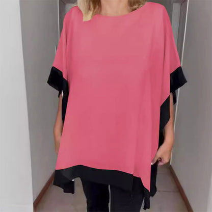 🎁Hot Sale 50% OFF⏳Women's Loose Batwing Sleeve Color Block T-Shirt