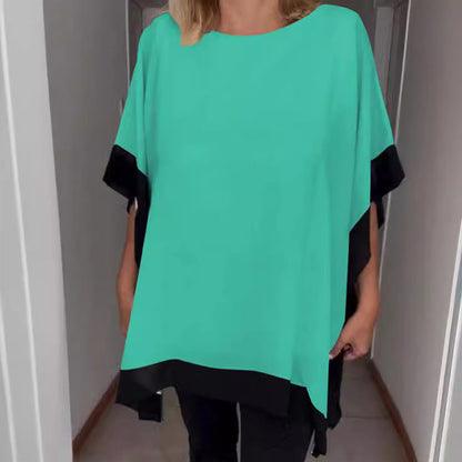 🎁Hot Sale 50% OFF⏳Women's Loose Batwing Sleeve Color Block T-Shirt